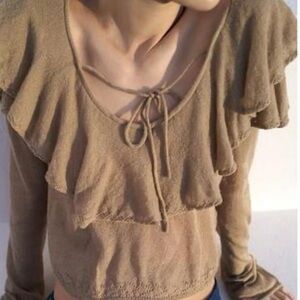 Zara Tan Ruffle Blouse